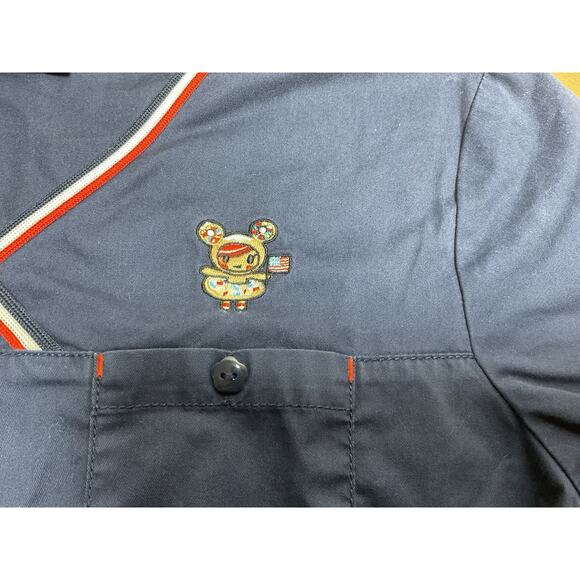 Tokidoki by Koi Women's Scrub Shirt Top Navy Blue W/Pockets Size Medium - Picture 3 of 11